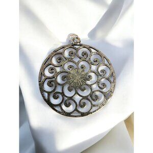 Antique-Style Filigree Metal Pendant—2" Round